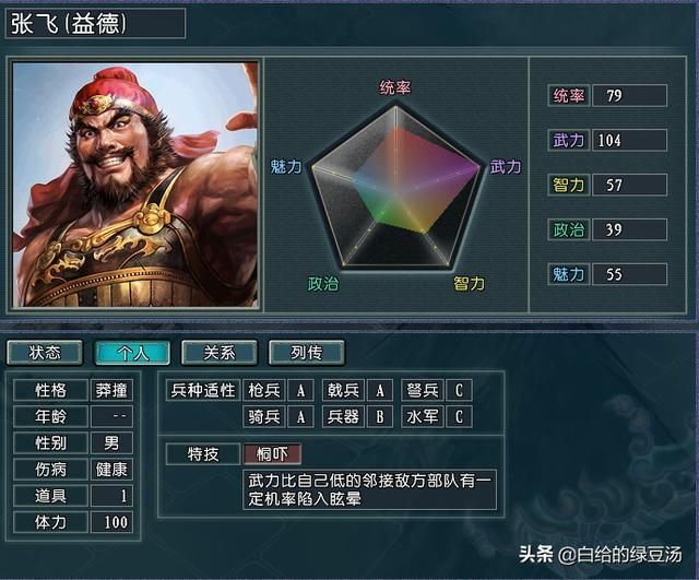 三国志11：游戏中低统高能武将有哪些呢？（逐鹿天地）