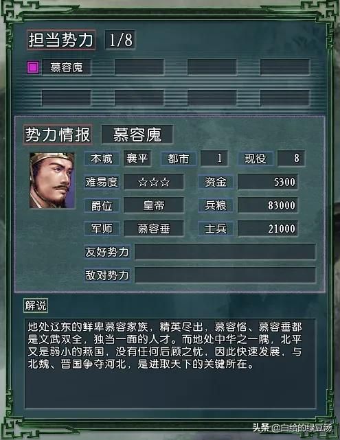三国志11血色衣冠：实际难度和理论难度不匹配的势力大盘点
