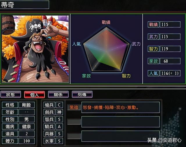 三国志11漫舞春秋黑胡子阵营有哪些武将(黑胡子蒂奇全武将一览)