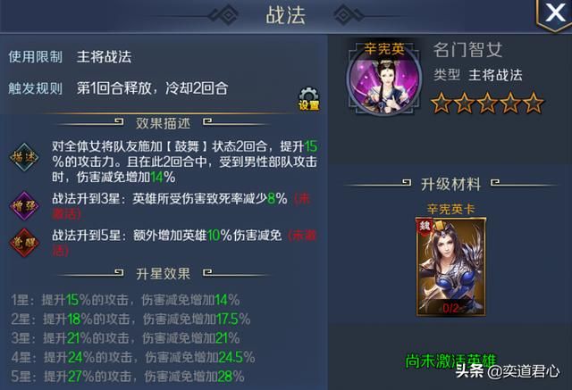 帝王之路辛宪英英雄怎么样(辛宪英属性战法英雄羁绊介绍)