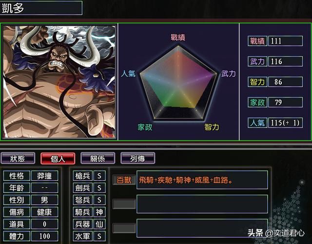 三国志11漫舞春秋凯多阵营有哪些武将（凯多百兽海贼团全武将一览）