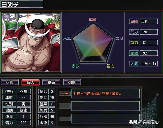 三国志11漫舞春秋白胡子阵营有哪些武将(白胡子全武将一览)