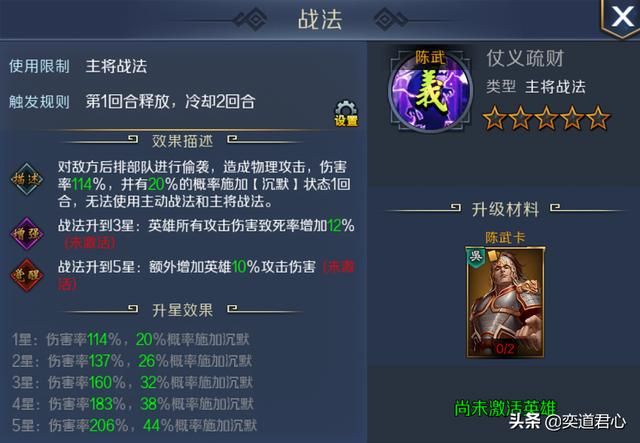 帝王之路陈武英雄怎么样（陈武属性战法英雄羁绊介绍）