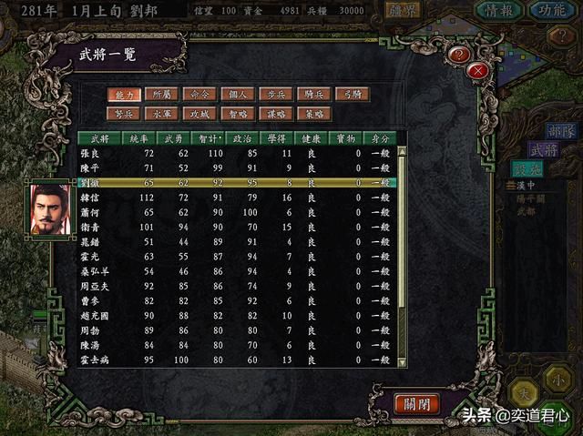 三国志9逐鹿九州刘邦势力怎么样（刘邦阵营麾下全将领一览）