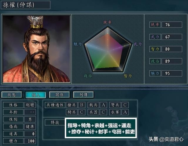 三国志11：同时携带多个特技，孙吴名将特技应该怎么设定？