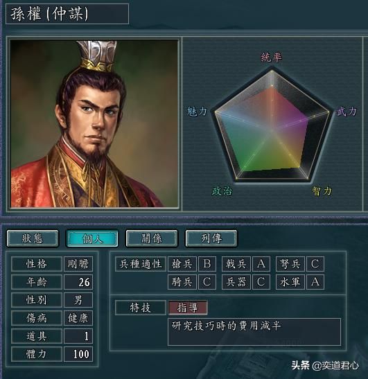 三国志11最符合孙权的特技是什么（孙权特技该是指导还是制衡）