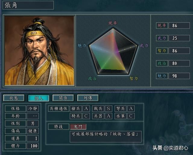 三国志11最符合张角的特技是什么（张角特技该是鬼门还是黄天）