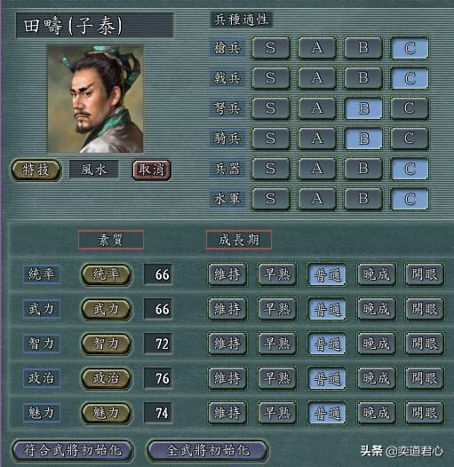 三国志11刘虞麾下武将水平如何（刘虞麾下五个核心武将极限属性一览）