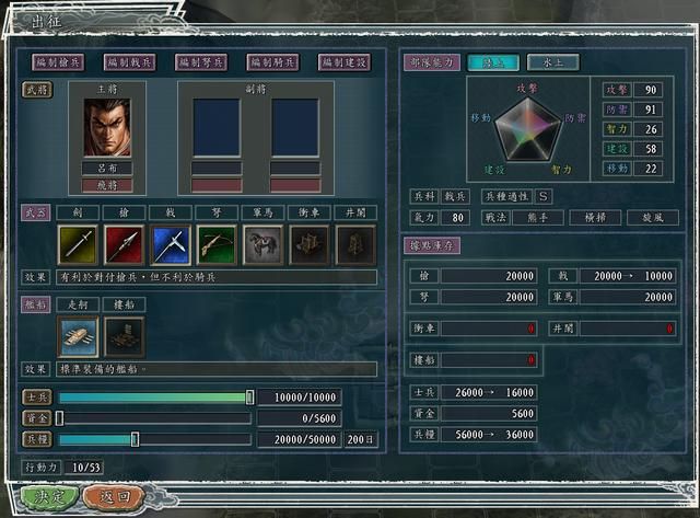 三国志11英雄集结剧本吕布攻略（吕布势力的兵种选择建议）