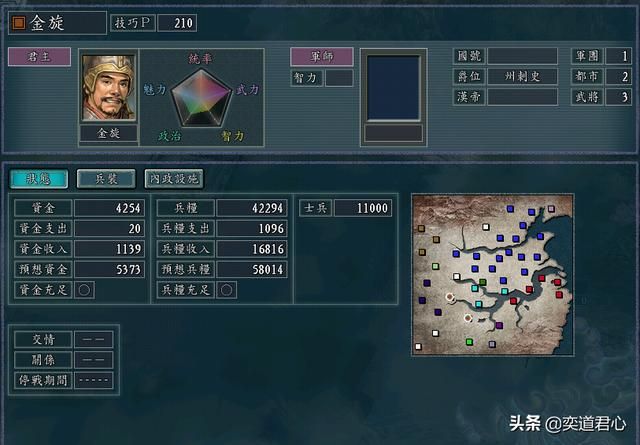 三国志11金旋势力武将谁最厉害（金旋势力武将极限培养属性一览）