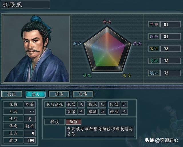 三国志11侠骨留香桃花岛势力介绍(桃花岛核心武将属性一览)