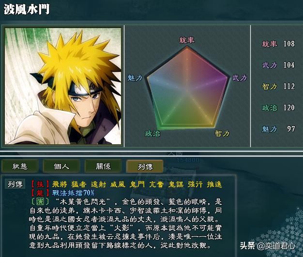 三国志11火影MOD木叶火影都有谁(七任火影属性特技一览)