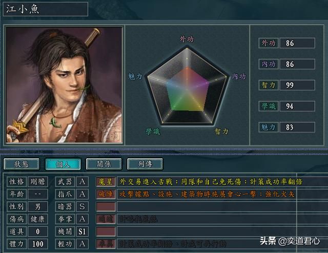 三国志11侠骨留香恶人谷势力介绍(恶人谷核心武将属性一览)