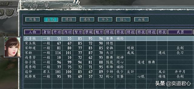 三国志11侠骨留香双龙帮势力介绍（双龙帮核心武将属性一览）