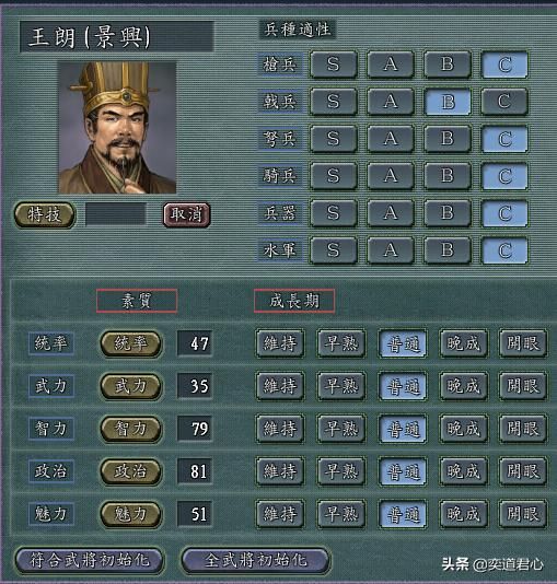 三国志11群雄割据王朗手下有哪些（王朗核心将领极限培养属性一览）