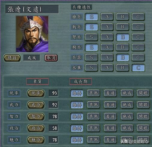 三国志11威风特技武将谁最厉害（四大威风武将属性排名对比）
