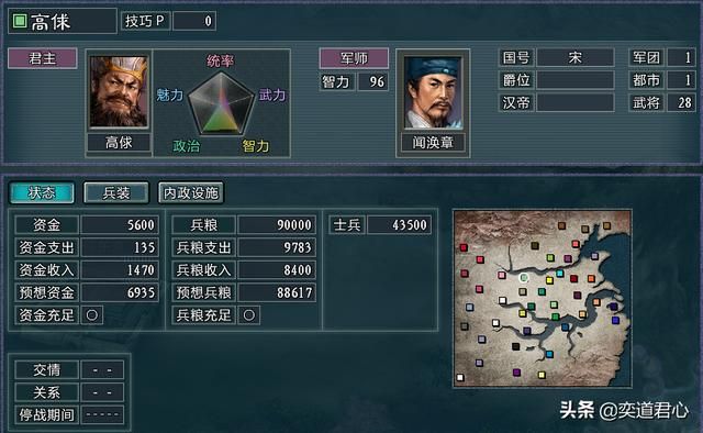 三国志11水浒鹿死谁手剧本介绍(朝廷五大势力武将城池一览)