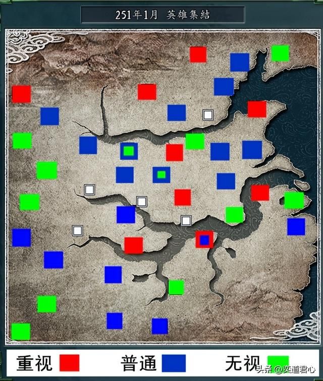 三国志11:英雄集结剧本的各势力对汉室态度地图一览