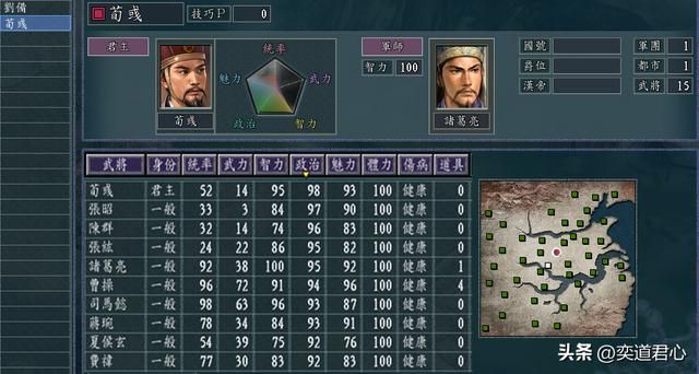 三国志11五维争霸剧本有多少势力（五维各项势力武将一览）
