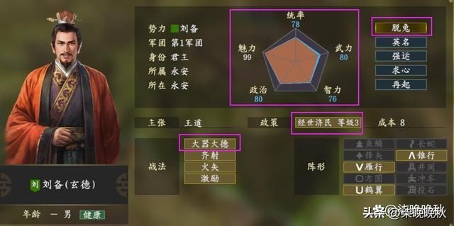 三国志1-14代_刘备武力值不高,但魅力值登顶