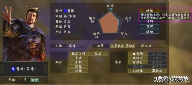三国志14_六个武将个性介绍，火神和奸雄不愧是神将专属