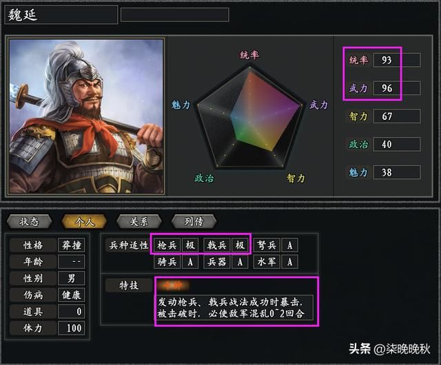 韩版三国志11_双斗神张飞和魏延的各项属性分析