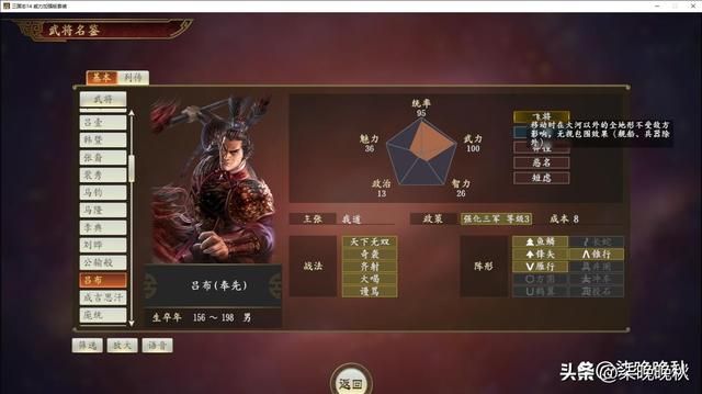 三国志14_这7个个性,唯有飞将和富豪名副其实