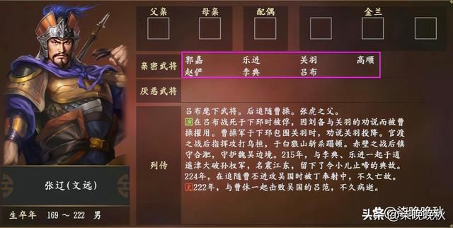 三国志14_张辽各项基本数值分析