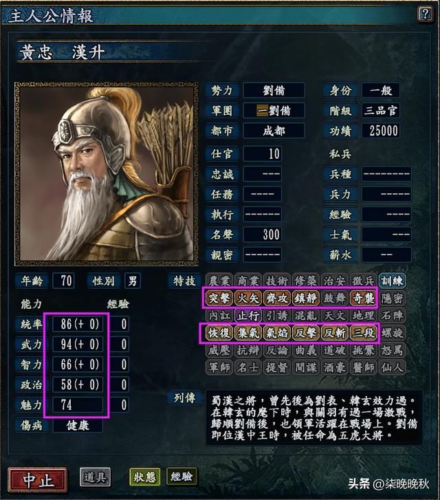 三国志系列1-14代,弓兵系武将黄忠的封神之路