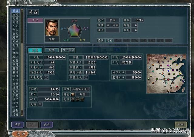 三国志11血色衣冠6.0:御三家曹魏,蜀汉,孙吴实力对比