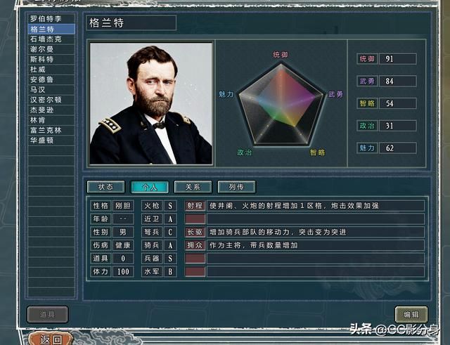 三国志11四海清一：美国：华盛顿势力综合分析