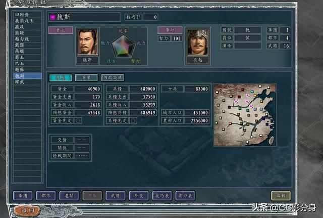 三国志11血色衣冠6.0：六世遗烈之魏国势力分析