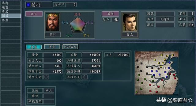 三国志11：五虎将在争霸章节各自搭配的军师，各位觉得哪组最默契