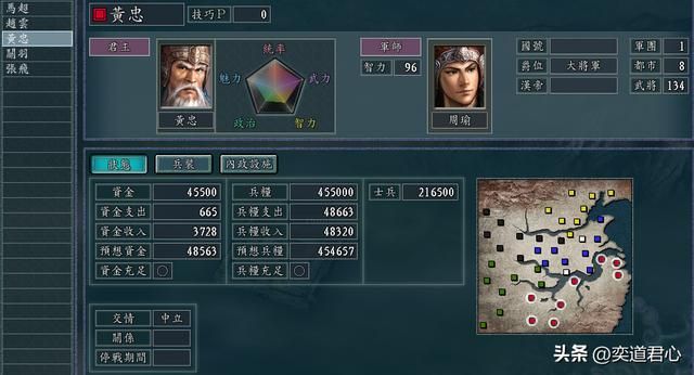 三国志11：五虎将在争霸章节各自搭配的军师，各位觉得哪组最默契