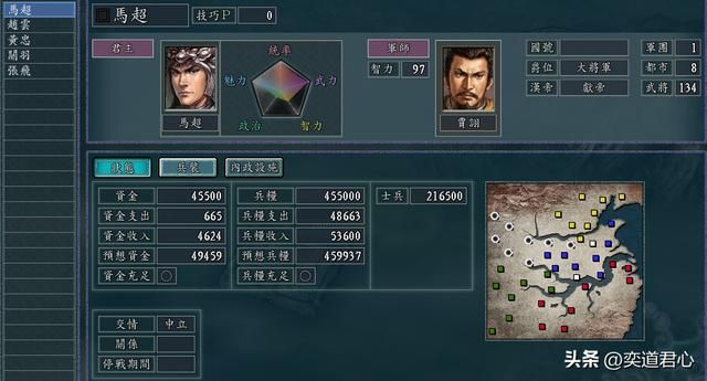 三国志11：五虎将在争霸章节各自搭配的军师，各位觉得哪组最默契