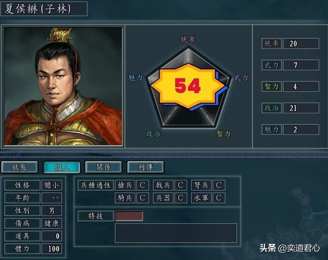三国志11：盘点五项能力相加还不满100的角色，99%的玩家只知一半