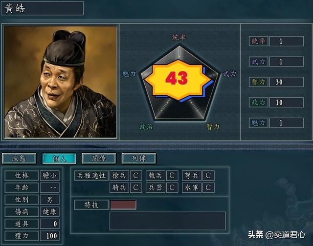 三国志11：盘点五项能力相加还不满100的角色，99%的玩家只知一半