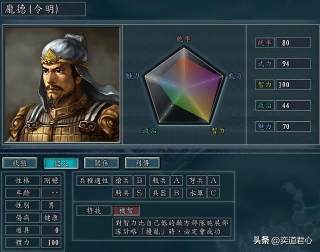 三国志11：处于一流梯队的战将之中，有十人可以被培养成顶级智囊