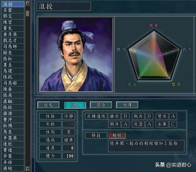 三国志11：顶尖谋士之中，这几人非常适合改学射程，你有注意到吗