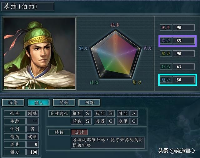 三国志11：武魅双高的角色游戏里共有几位，按照80点为标准是这些