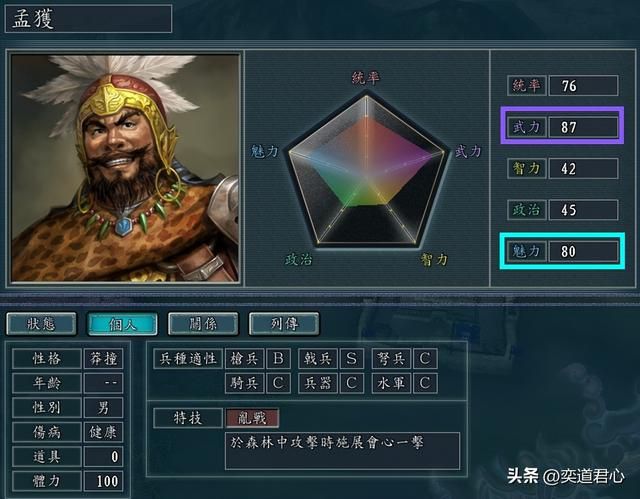 三国志11：武魅双高的角色游戏里共有几位，按照80点为标准是这些