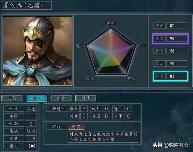 三国志11：武魅双高的角色游戏里共有几位，按照80点为标准是这些