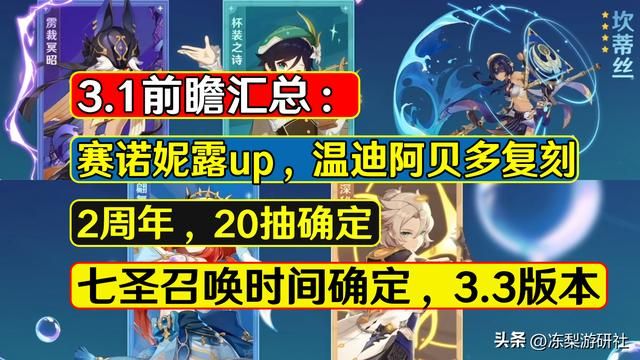 2分钟看完原神3.1前瞻,七圣召唤打牌确定!温迪阿贝多复刻