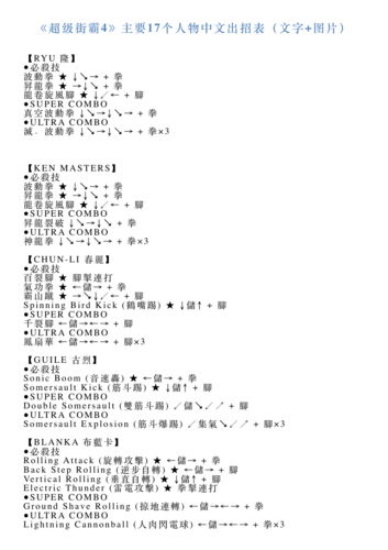 超级街霸4出招表大全图片，超级街霸4和街霸4的区别