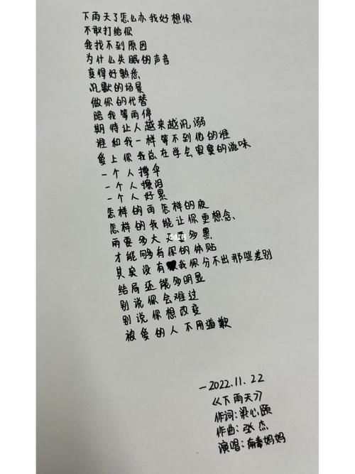 下雨天歌词，雨爱歌词图片