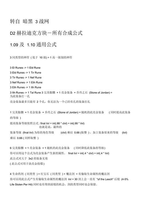 暗黑合成公式宝典:助你轻松打造强力装备