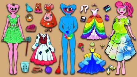 给芭比娃娃换装:彩虹糖果婚纱,梦幻DIY