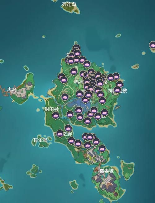 稻妻绯樱绣球位置一览,75个位置地图带你跑