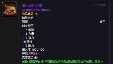 迅捷惩戒护肩属性及获取方法：魔兽世界装备解析