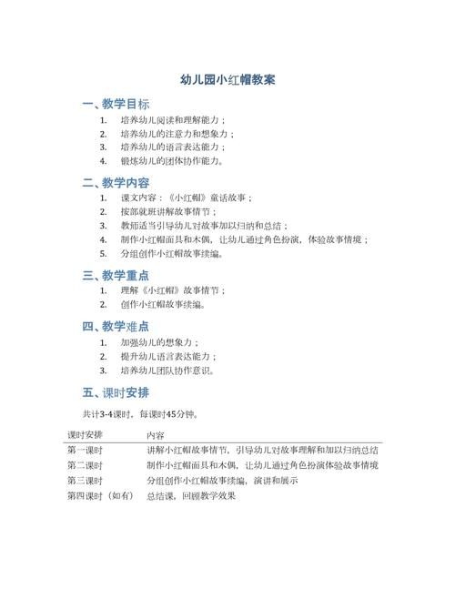 表演游戏小红帽教案怎么写？幼师必备完整版！